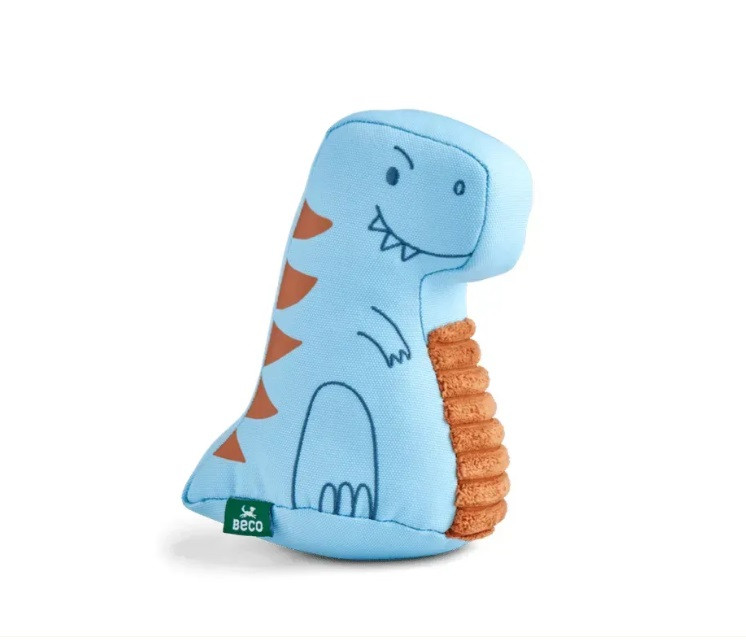 М'яка іграшка для собак Beco Pets Т-Рекс Блакитний M, фото 1