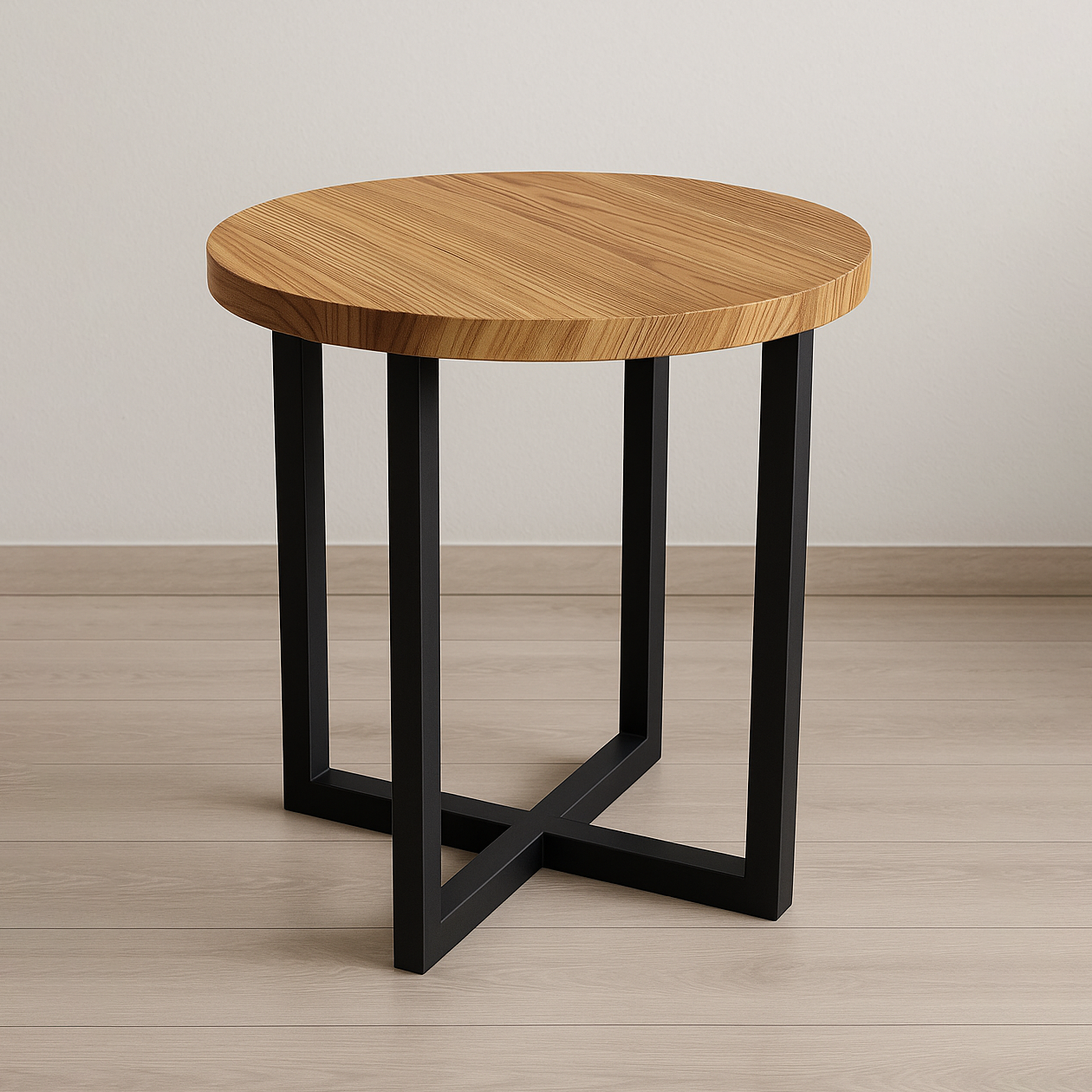 Дерев’яний стіл для кафе та ресторанів "Серія 19" з масиву ясена та металевою опорою, фото 1