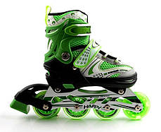 Блискучі ролики зелені з регульованим розміром Happy Light green, фото 3