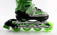 Блискучі ролики зелені з регульованим розміром Happy Light green, фото 4