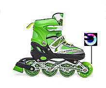 Блискучі ролики зелені з регульованим розміром Happy Light green, фото 5