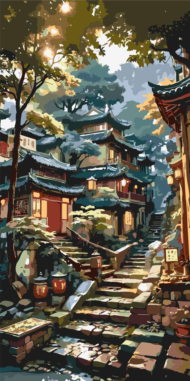 Картина за номерами Пейзаж. Ранок у горах Азії 40*80 см Орігамі LW 5154, фото 1