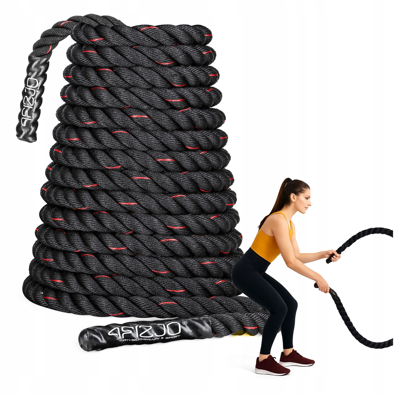 Канат тренувальний 4FIZJO Battle Rope 12 м для кросфіту Black (P-5907739312259)