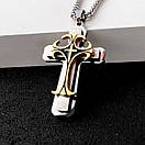 Хрестик з нержавіючої медичної сталі золотиста вставка "Малий", фото 2