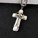 Хрестик з нержавіючої медичної сталі золотиста вставка "Малий", фото 3