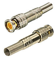 Розʼєм BNC для кабелю RG-11, RG-8, з пружиною та гвинтовим фіксатором (розбірний)