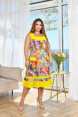 Зручний літній сарафан трикотаж масло колір жовтий батал, фото 2