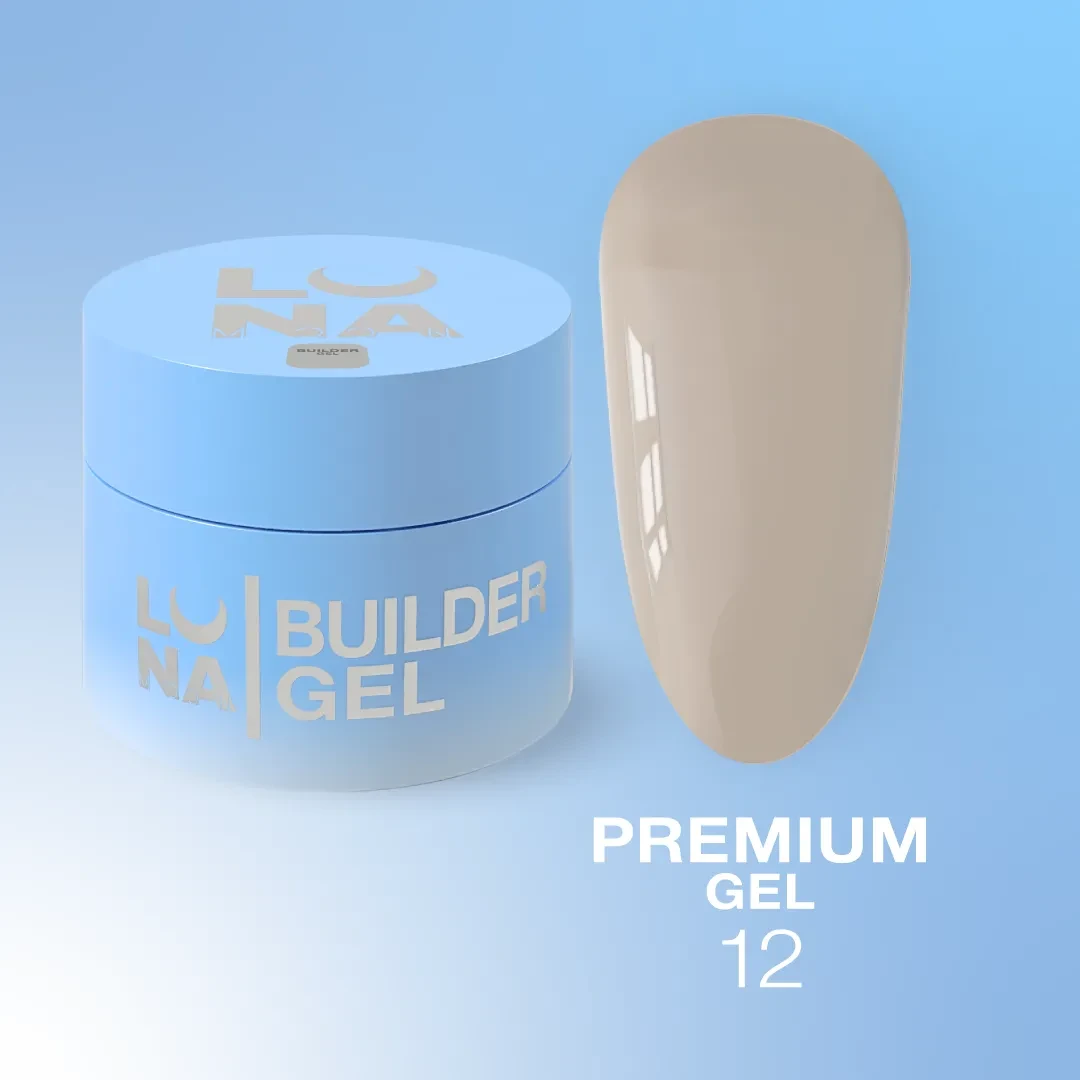 Гель LUNAMoon Premium Gel №12 (Коричневый) для зміцнення, вирівнювання та нарощування нігтів, 50 мл., фото 1