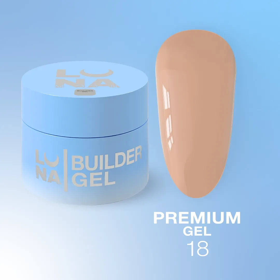 Гель LUNAMoon Premium Gel №18 (Темний коричневий) для зміцнення, вирівнювання та нарощування нігтів, 50 мл., фото 1