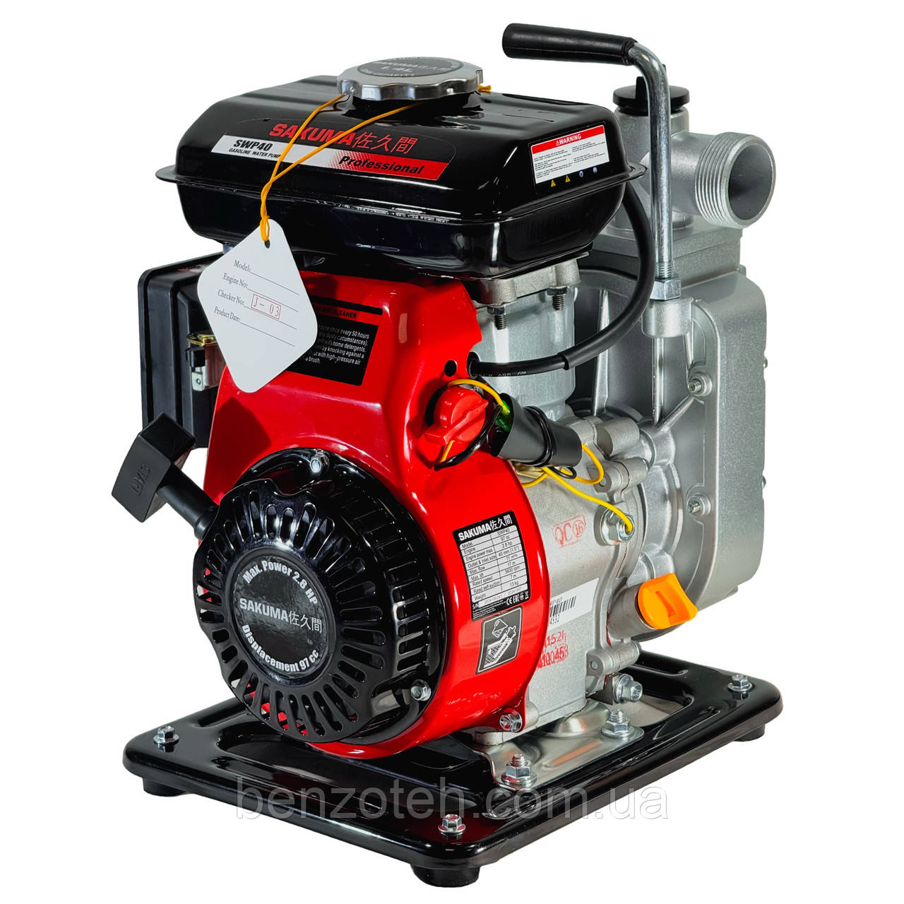 Мотопомпа бензинова Sakuma SWP40 для слабозабрудненої води продуктивністю 11 м3/год., фото 1