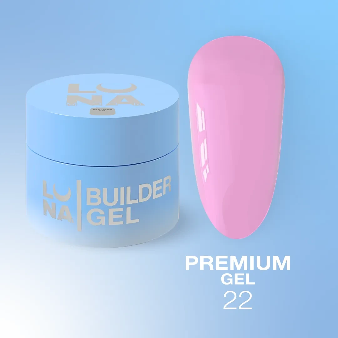 Гель LUNAMoon Premium Gel №22 (Яскравий рожевий) для зміцнення, вирівнювання та нарощування нігтів, 50 мл., фото 1