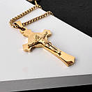 Хрестик з нержавіючої медичної сталі з розп'яттям, фото 3