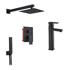 Набор 2 в 1 душова система Kroner Edelstahl Kubus-SCH082 + змішувач Edelstahl Kubus-SCH010-3