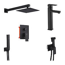 Набор 3 в 1 душова система Kroner Edelstahl Kubus-SCH082 + змішувач Edelstahl Kubus-SCH010-3 + змішувач