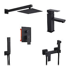 Набор 3 в 1 душова система Kroner Edelstahl Kubus-SCH082 + змішувач Edelstahl Kubus-SCH010 + змішувач