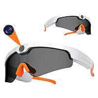 Смарт Очки с камерой 4К Bluetooth для спорта Белые с черным стеклом