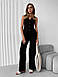 Модний і стильний жіночий брючний костюм-двійка, чорний, фото 2