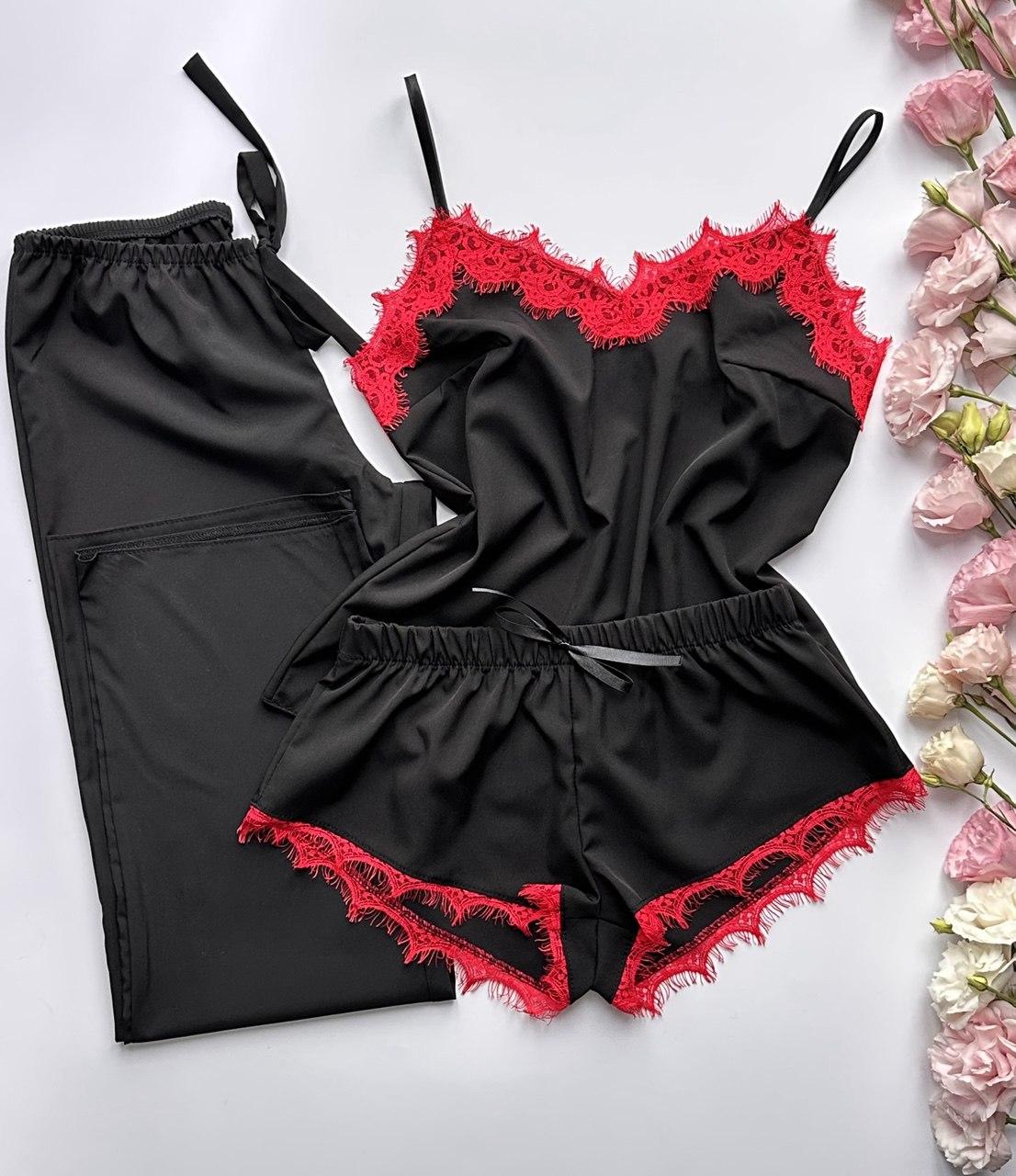 Жіноча піжама-трійка, комплект для дому.