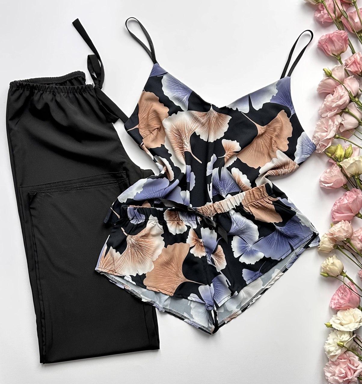 Жіноча піжама-трійка, комплект для дому.