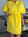 Жовте літнє легке плаття на кулісці з жатого батисту батал, фото 4