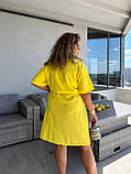 Жовте літнє легке плаття на кулісці з жатого батисту батал, фото 5