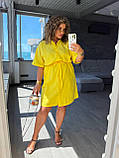 Жовте літнє легке плаття на кулісці з жатого батисту батал, фото 2