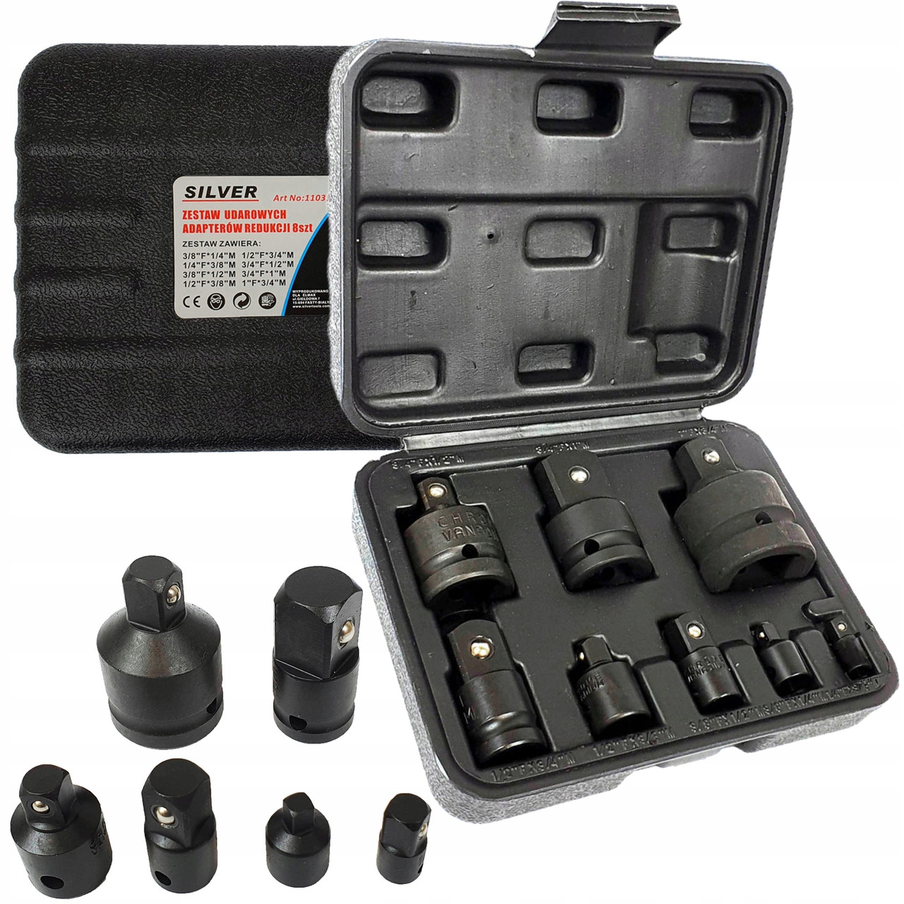 Набір перехідників для головок 8 шт Silver S11031, фото 1