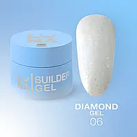 Гель Diamond Gel LunaMoon з блискітками №06 (Айворі), вирівнювання та нарощування нігтів, 15 мл.