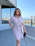 Коротке кавове літнє плаття з поясом із мусліну батал, фото 6