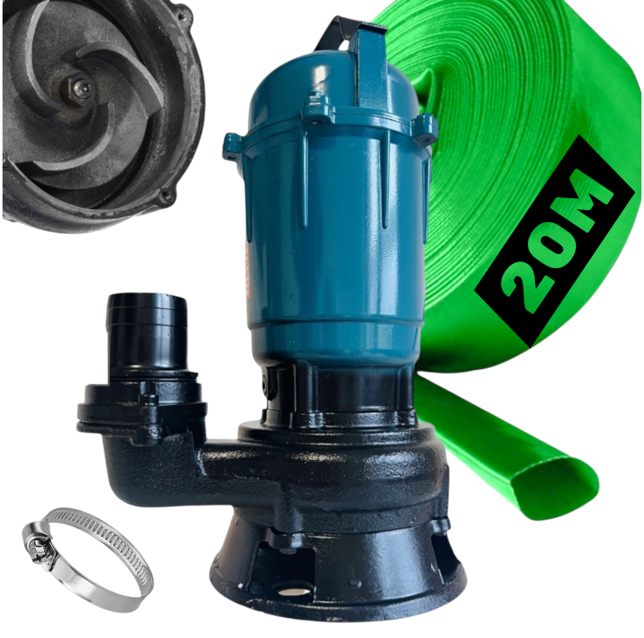 НАСОС + ШЛАНГ 20м фекальний насос для каналізації, фото 1