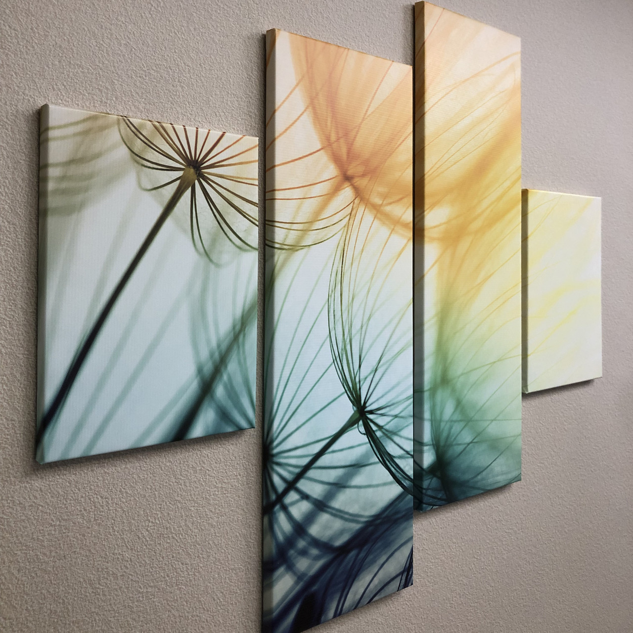 Картина модульна Кульбаби, на Полотні сін., 65x80 см, (25x18-2/55х18-2)