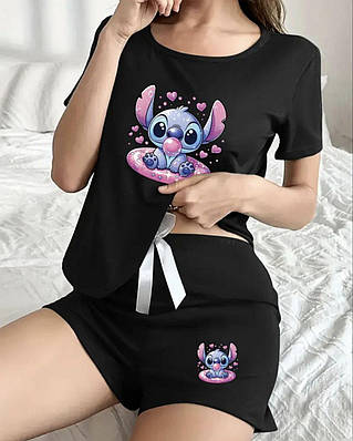 Жіноча піжама футболка і шорти зі Стічем