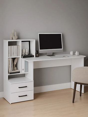 Стильний письмовий стіл із секціями для зберігання СЛТ - 13, колір Білий, фото 1