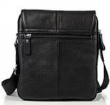 Чоловіча сумка шкіряна планшет 21х24х6, барсетка на одне плече Tiding Bag M1254A чорна, фото 7