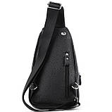 Чоловіча сумка-слінг шкіряна 18х32х7, крос боді для прогулянок Tiding Bag A25F-5060A чорна, фото 8