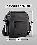 Чоловіча шкіряна сумка планшет 18х21х7, барсетка через плече Tiding Bag LA3314-1BL чорна, фото 3