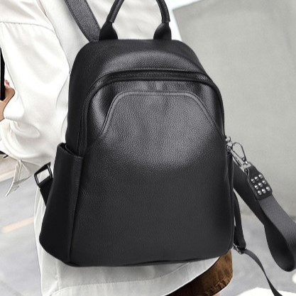 Жіночий класичний шкіряний рюкзак чорний міського типу 85378, фото 1