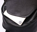 Жіночий класичний шкіряний рюкзак чорний міського типу 85378, фото 8