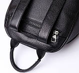 Жіночий класичний шкіряний рюкзак чорний міського типу 85378, фото 9