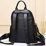 Жіночий класичний шкіряний рюкзак чорний міського типу 85378, фото 10