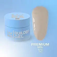 Гель LUNAMoon Premium Gel №12 (Коричневый) для зміцнення, вирівнювання та нарощування нігтів, 50 мл.