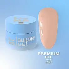 Гель LUNAMoon Premium Gel №26 (Темний бежевий) для зміцнення, вирівнювання та нарощування нігтів, 50 мл.