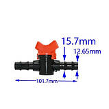 Кран з'єднувальний для крапельної трубки 16мм, пластик, фото 3