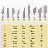 Ніж прецизійний 3шт з 13 змінними лезами для різання дерева шкіри, пластик, кейс, фото 3