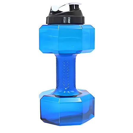 Фітнес пляшка для води у вигляді гантелі 2 в 1 RESTEQ, Спортивні пляшки, шейкер, Аквагантелі Сині, фото 1