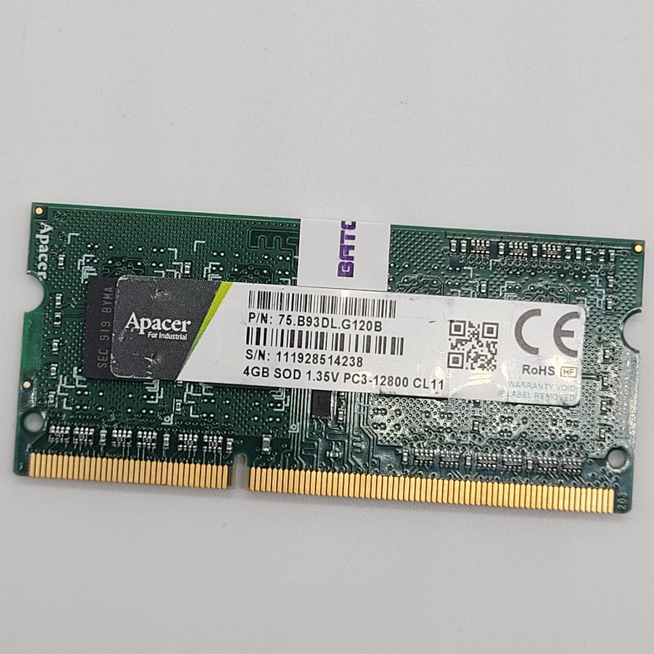 Оперативна пам'ять для ноутбука Apacer SODIMM DDR3L 4Gb 1600MHz PC3L-12800s 1R8 CL11 (75.B93DL.G120B) Б/В