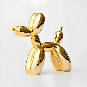 Статуетка Собачка з кульки RESTEQ - золота фігурка в стилі Jeff Koons Balloon Dog, інтер'єрний декор 10×10×4 см