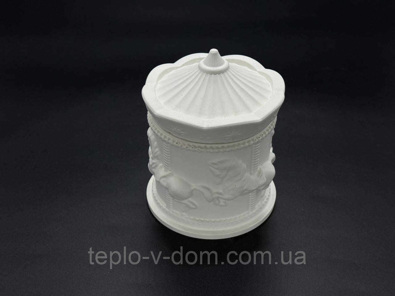 Кашпо гіпсове Весела Карусель. Колір білий 10,9х8,5см (5,8х6,5см)