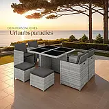 Комплект із ротанга стіл + крісла + пуфи Manhattan світло-сірий, фото 2