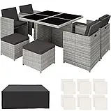 Комплект із ротанга стіл + крісла + пуфи Manhattan світло-сірий, фото 3